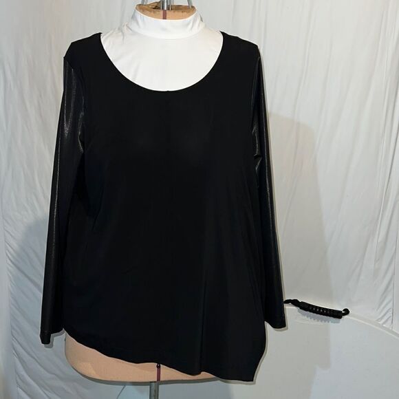 BRYN WALKER black asymmetrical top. Long sleeve. Size medium - Picture 1 of 9